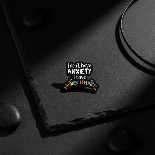 Anxiety Pin flat lay