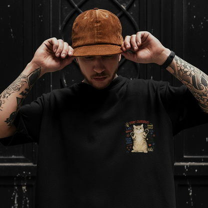 Dark aesthetic black t-shirt with cap