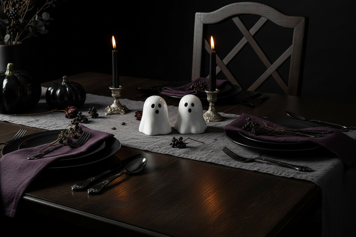 Dark aesthetic dining table mockup