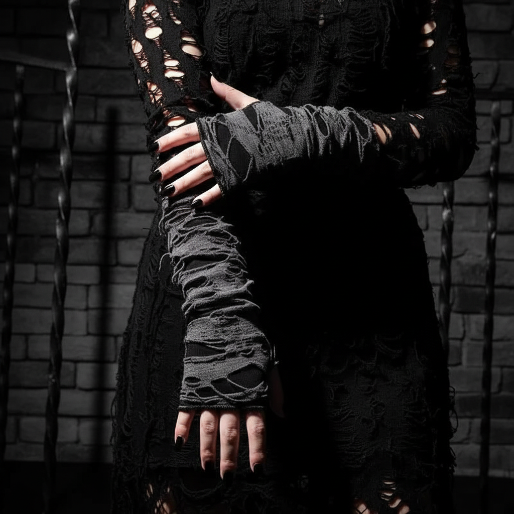 Dark aesthetic mockup - handskar med nagellack