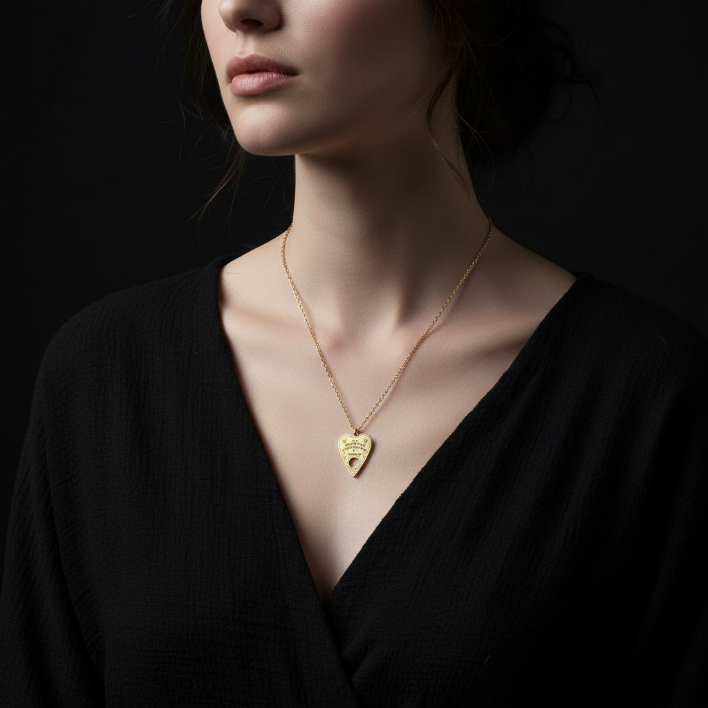 Delicate Planchette Necklace on Model