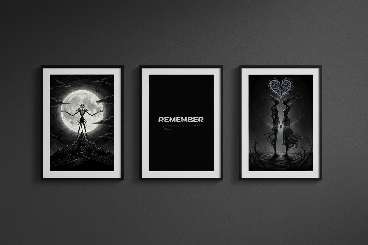 Gallery wall mockup med tre posters
