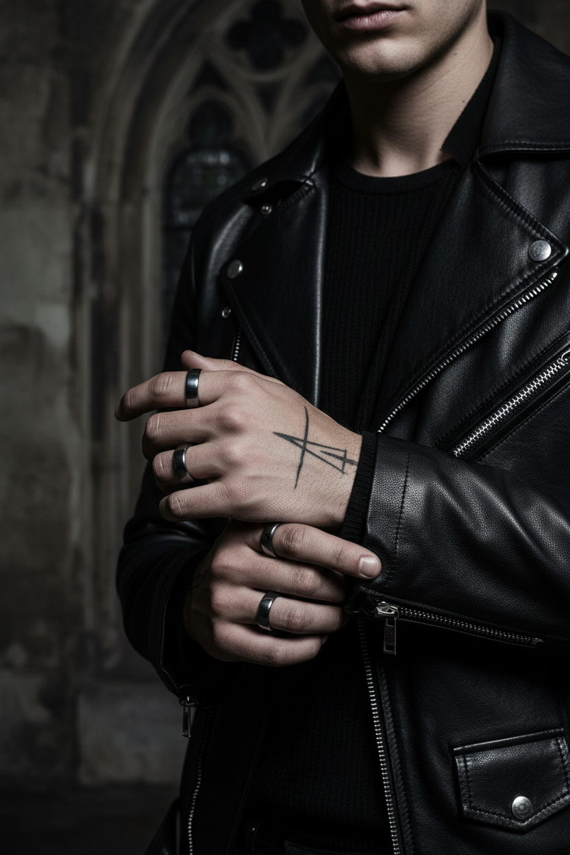 Hematite Rings Male Model Lifestyle