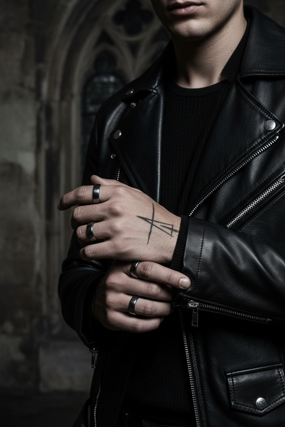 Hematite Rings Male Model Lifestyle