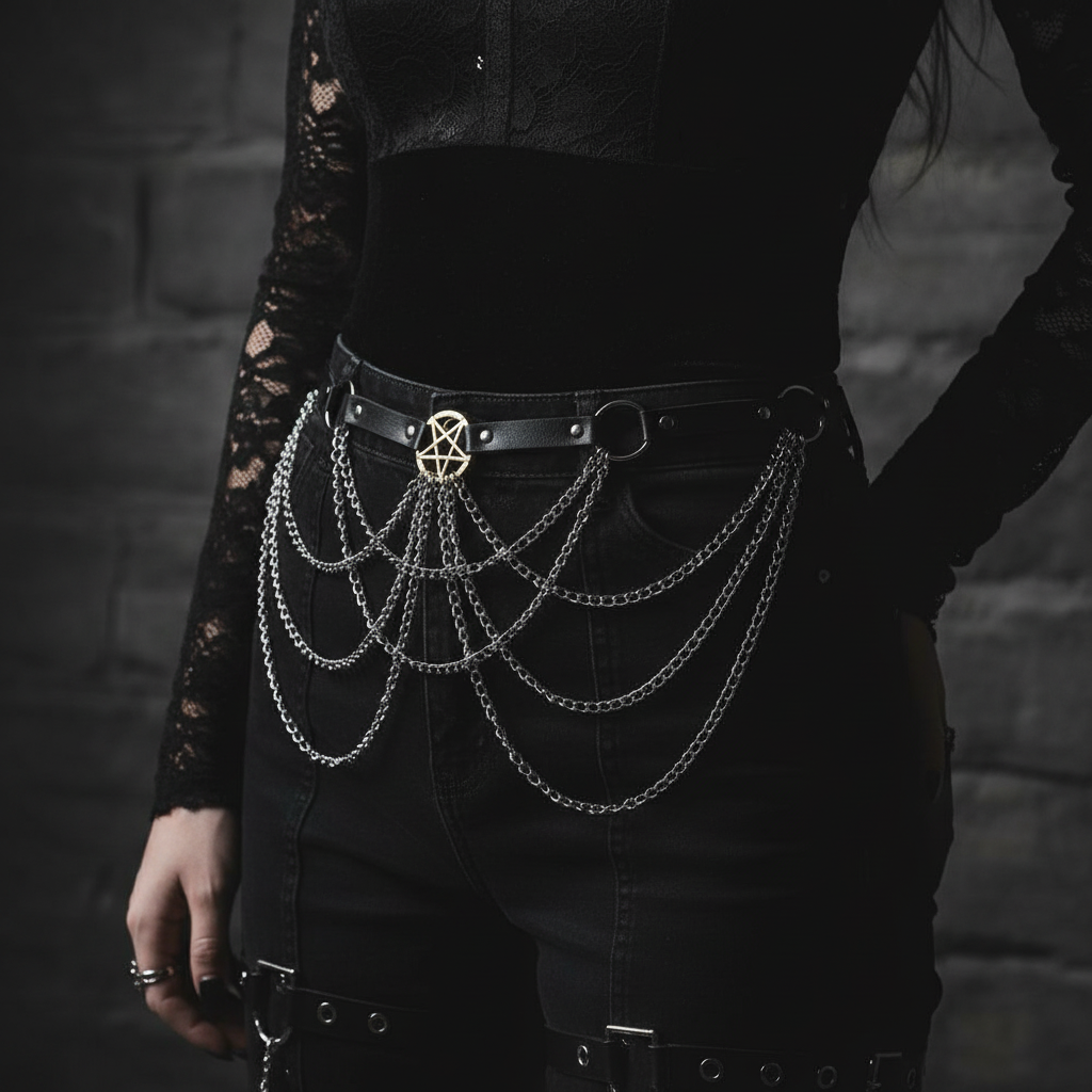 Pentagram midjekedja mockup från midjan