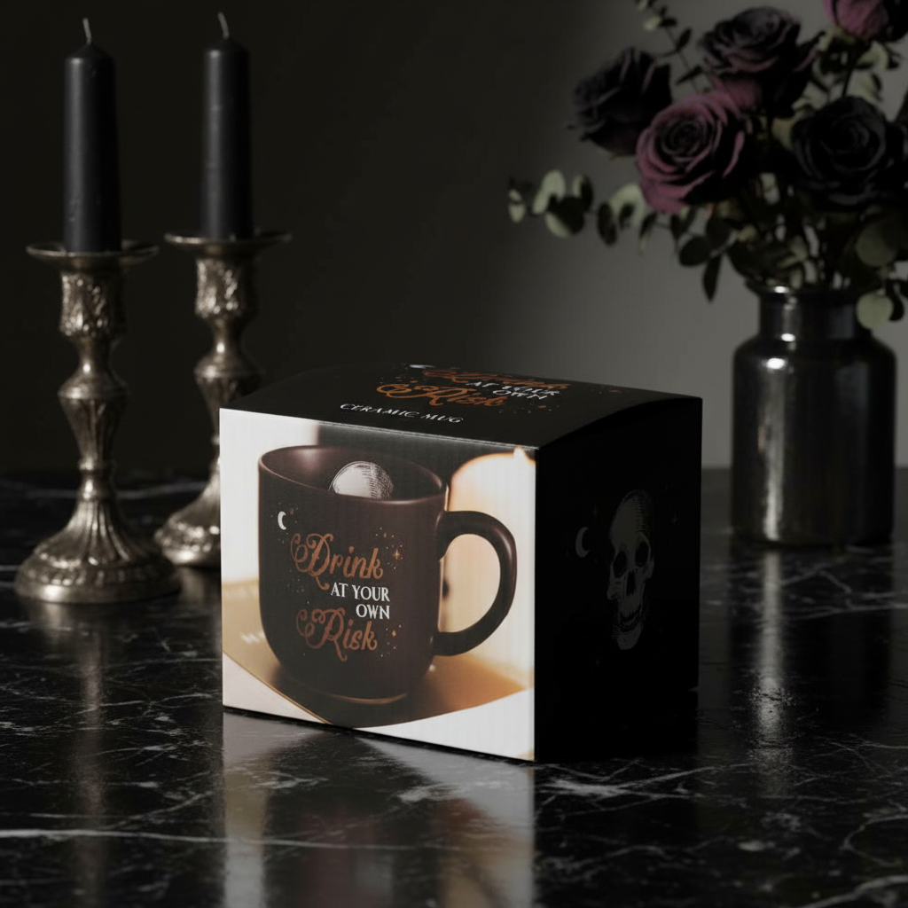 Premium förpackningsmockup av Drink at Your Own Risk mugg
