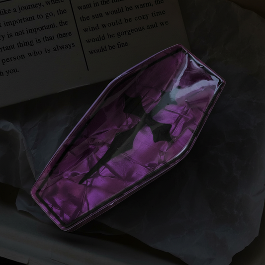 Purple Coffin Hair Clip with Book