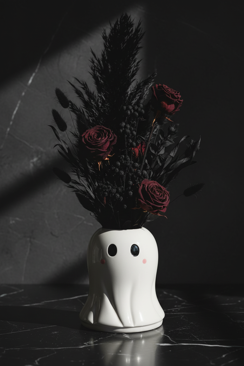 Spökvas med torkade blommor